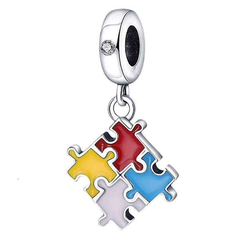 New 925 Sterling Silver Charm Puzzle Color Series pendant Fit Charms Silver 925 Original Bracelet DIY Jewelry Making For women Gifts