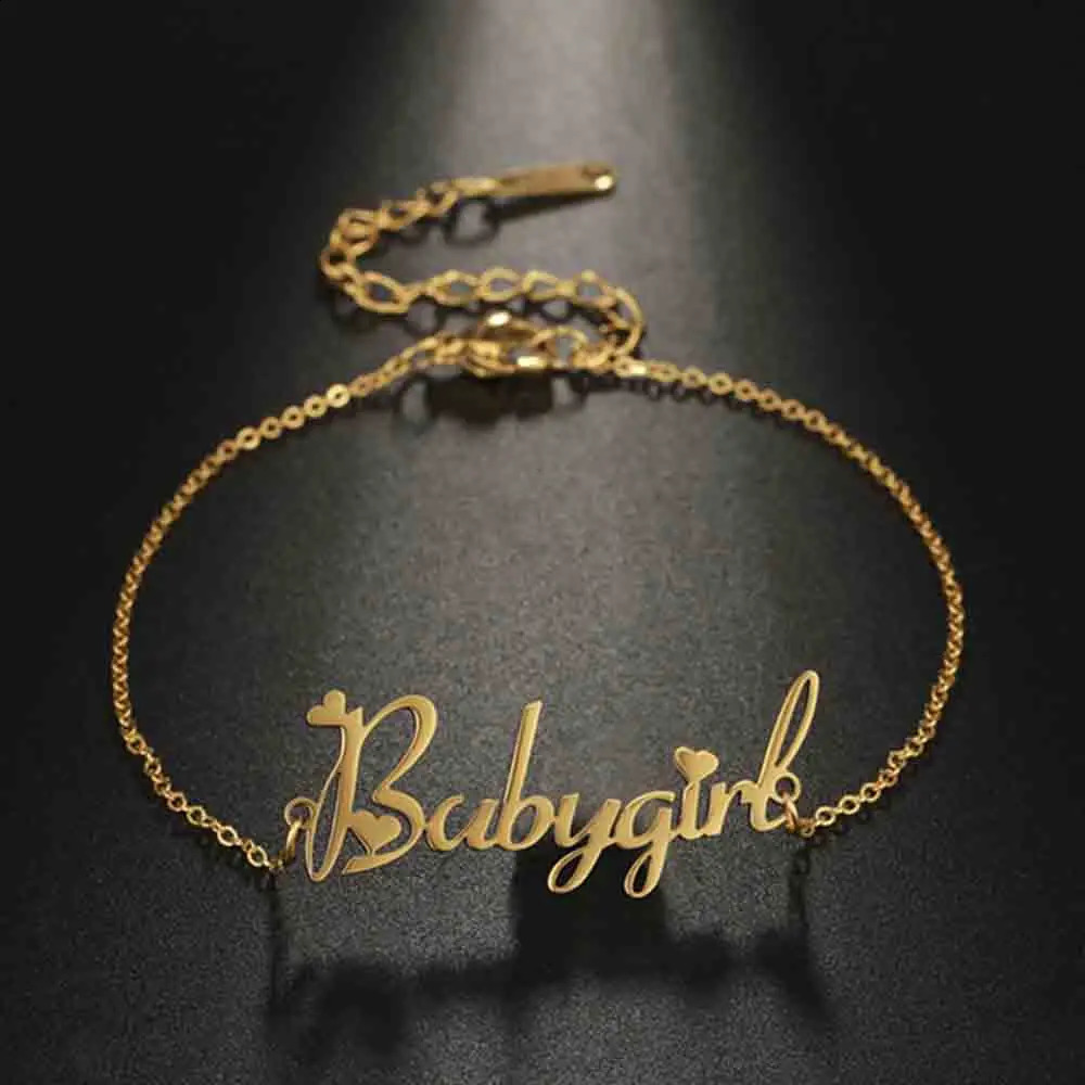 My Shape Custom Name Bracelets for Women Stainless Steel Adjustable Chain Length Customized Personalized Letter Bangles Jewelry 240914