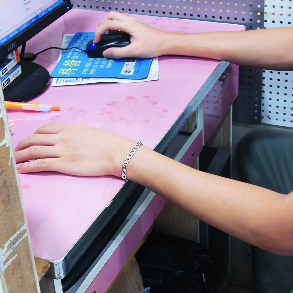 Personalized 925 silver chain charm whip bracelet original mens jewelry trendy gift style 240912