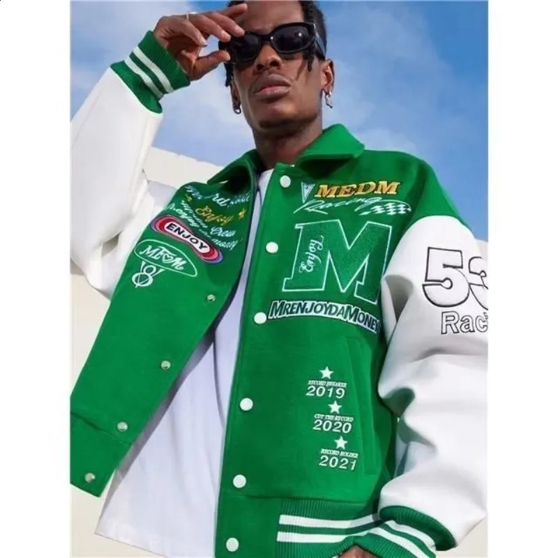 Y2K Street Fashion Casual Towel Embroidered American Baseball Uniform Loose Jacket Men And Women Hip Hop Joker Couple 240911
