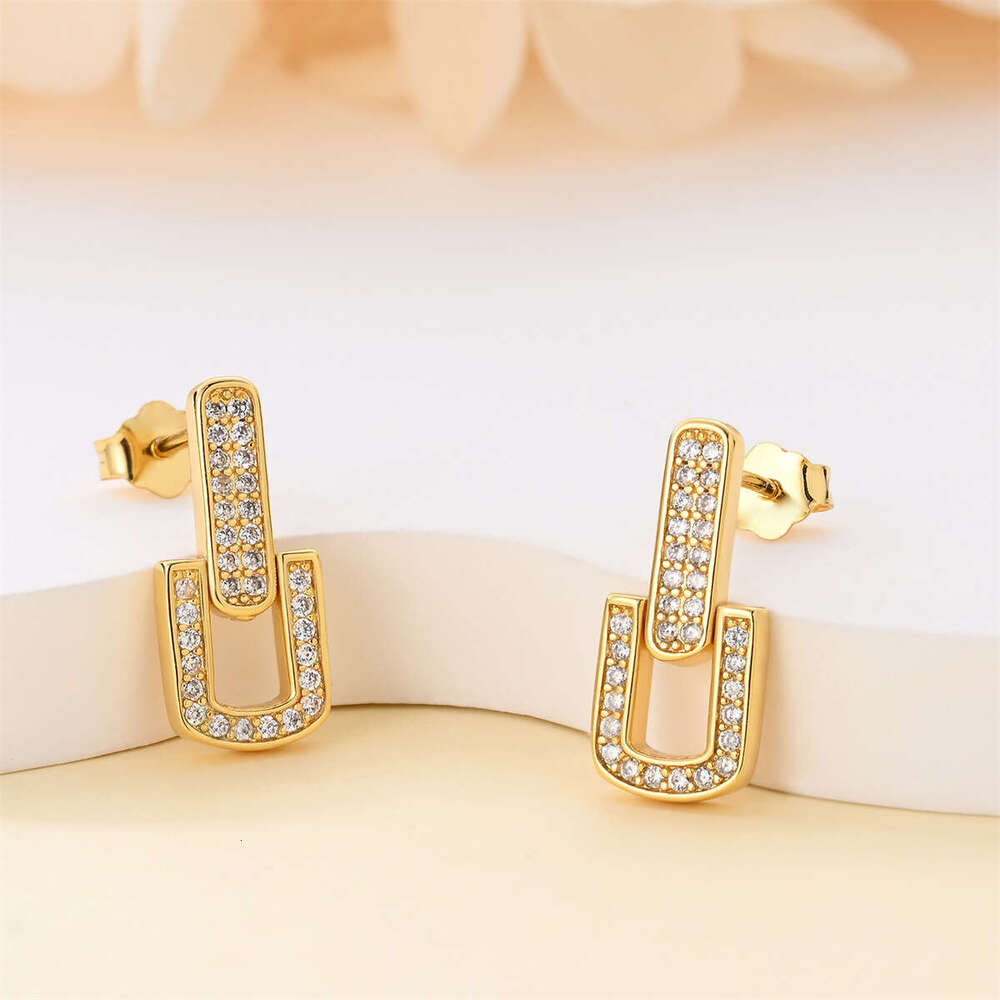 Full diamond heart shape hoop earrings for women 925 sterling silver square earring wholesale