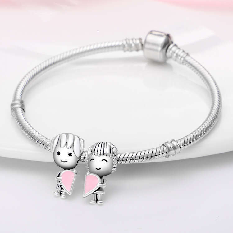 New 925 Sterling Silver Charm Love Boy and Girl heart Beads Fit Charms Silver 925 Original Bracelet DIY Jewelry Making For women Gifts