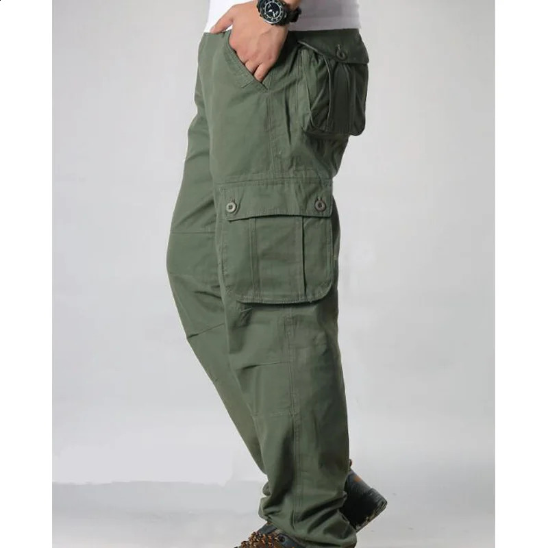 Mens Cargo Pants Mens Casual Multi Pockets Military Tactical Pants Men Outwear Straight slacks Long Trousers Large size 42 44 240911