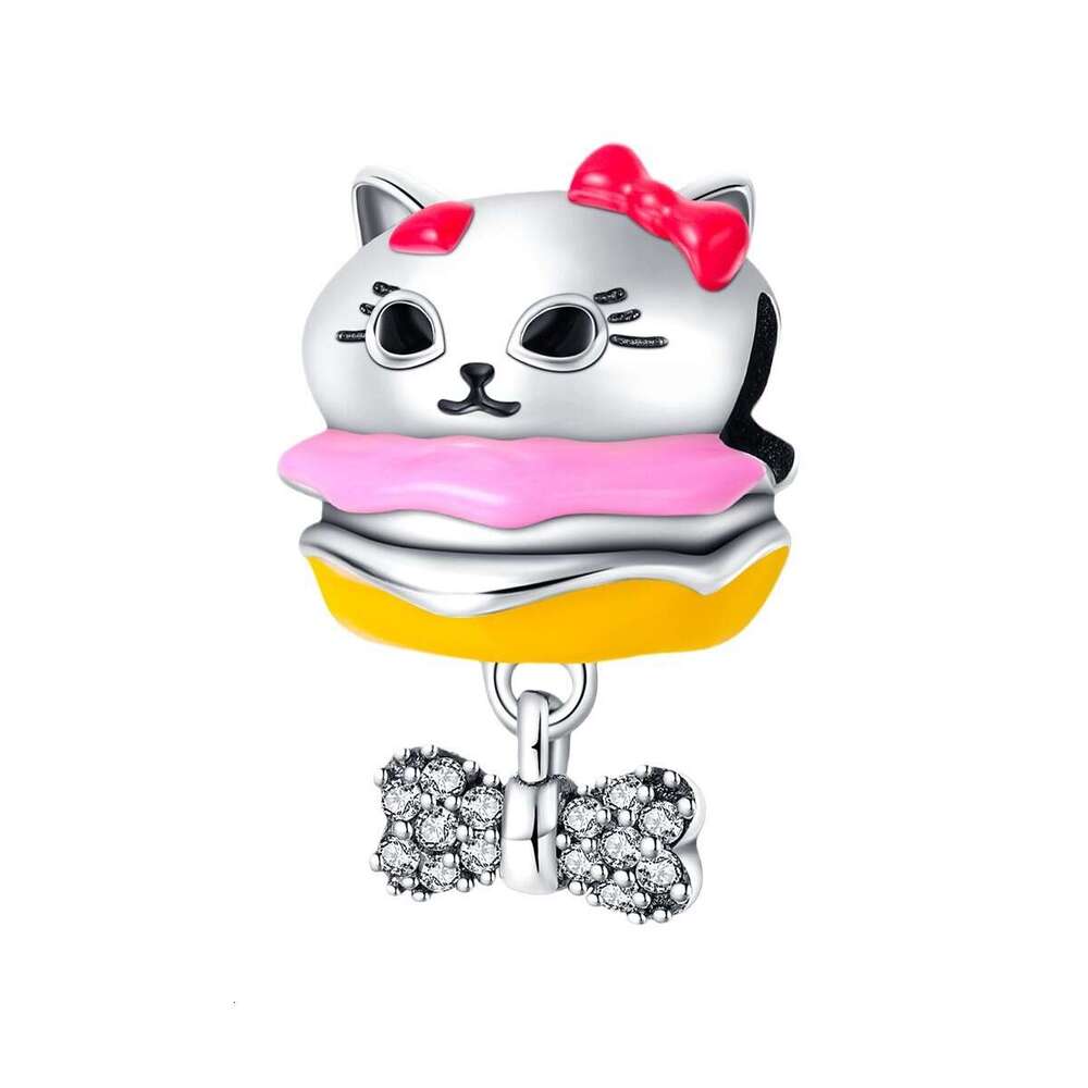 New 925 Sterling Silver Charm Cat Burger beads Fit Charms Silver 925 Original Bracelet DIY Jewelry Making For women Gifts