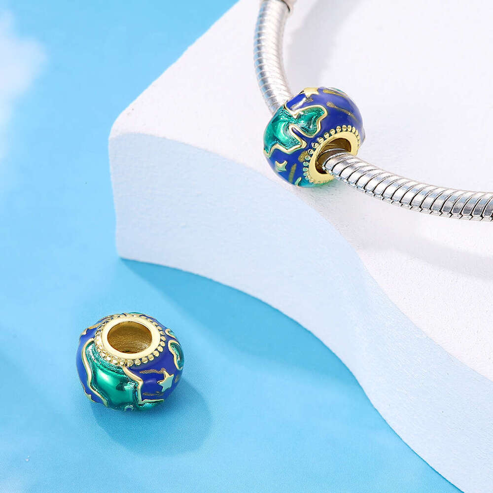 New 925 Sterling Silver Charm Earth Travel Colorful Earth Beads Fit Charms Silver 925 Original Bracelet DIY Jewelry Making For women Gifts