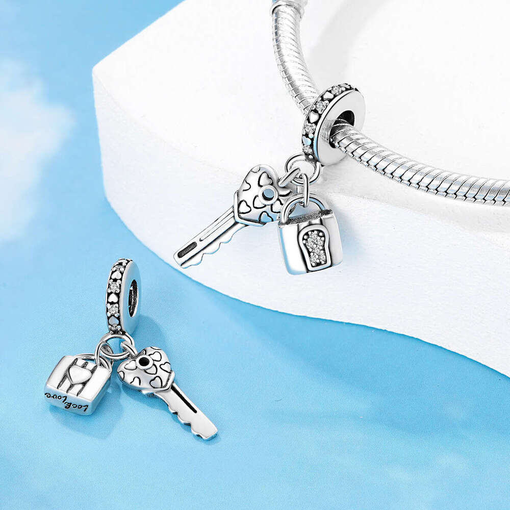 New 925 Sterling Silver Charm Love lock key lock pendant beads Fit Charms Silver 925 Original Bracelet DIY Jewelry Making For women Gifts