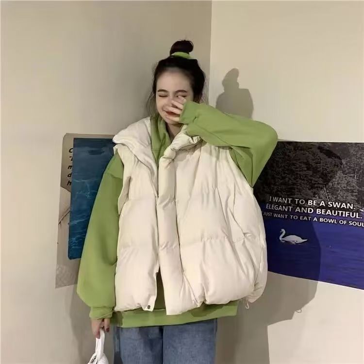 Cotton-padded clothes cotton-padded jacket women's explosive vest milk cashmere niche design gentle wind tank top sleeveless coat.