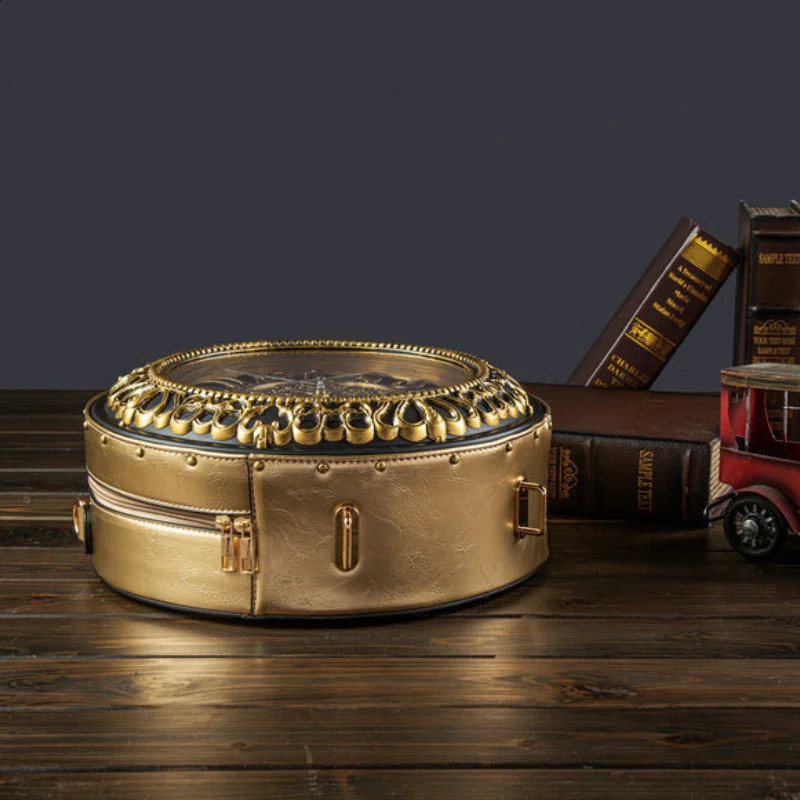 Slanting Crossbody fashion handbag personalized retro creative clock bag simulation niche circular clock shape 240912