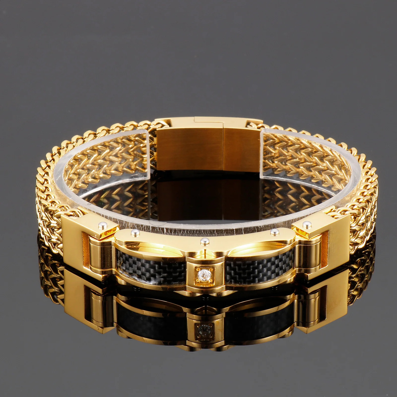y gold stainless steel chain link wire mesh bracelet for mens Spulseiras Masculina metal charm jewelry accessories 240912
