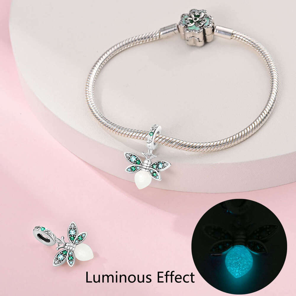 New 925 Sterling Silver Charm Luminous Butterfly Firefly Deer Pendant Fit Charms Silver 925 Bracelet DIY Jewelry Making For women Gifts
