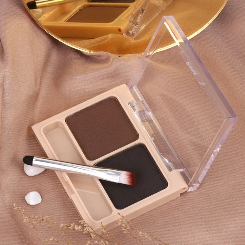 2Color Eyebrow Powder Palette Makeup Black Brown EyeBrow Enhancer Professional Waterproof Cosmetic Eye Shadow Palette with Brush 240914