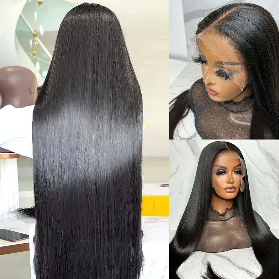 200 Density Bone Straight 13X6 Front Human Hair Pre Plucked 13X4 HD Transparent Lace Frontal Wig For Women