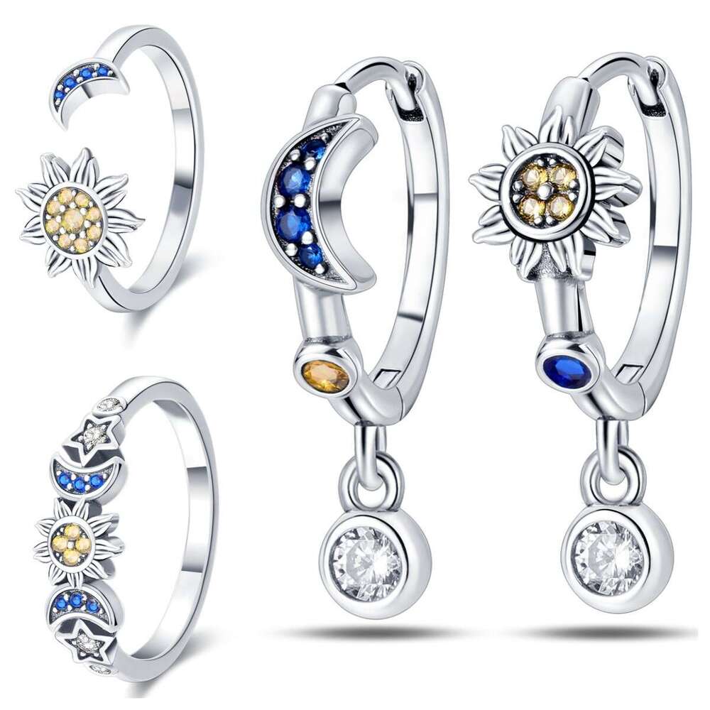 Starry Moon Earrings 925 Sterling silver Stud earrings for women Gifts Wholesale