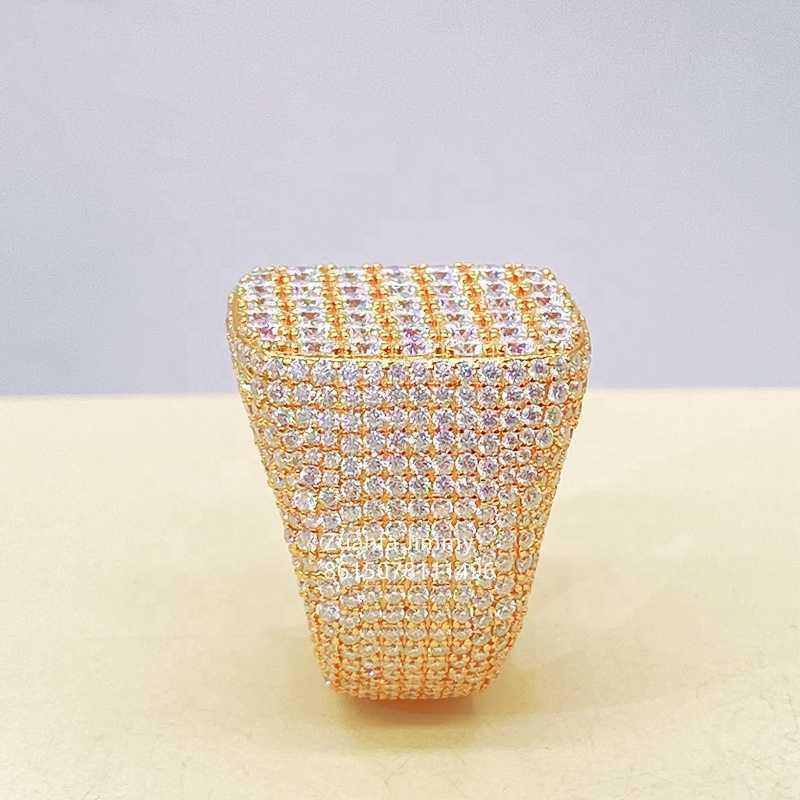 Hip Hop Ring Shining Bling 925 Sterling Silver 14K 18K Gold Plated Iced Out Jewelry VVS Moissanite Diamond Pinky Rings