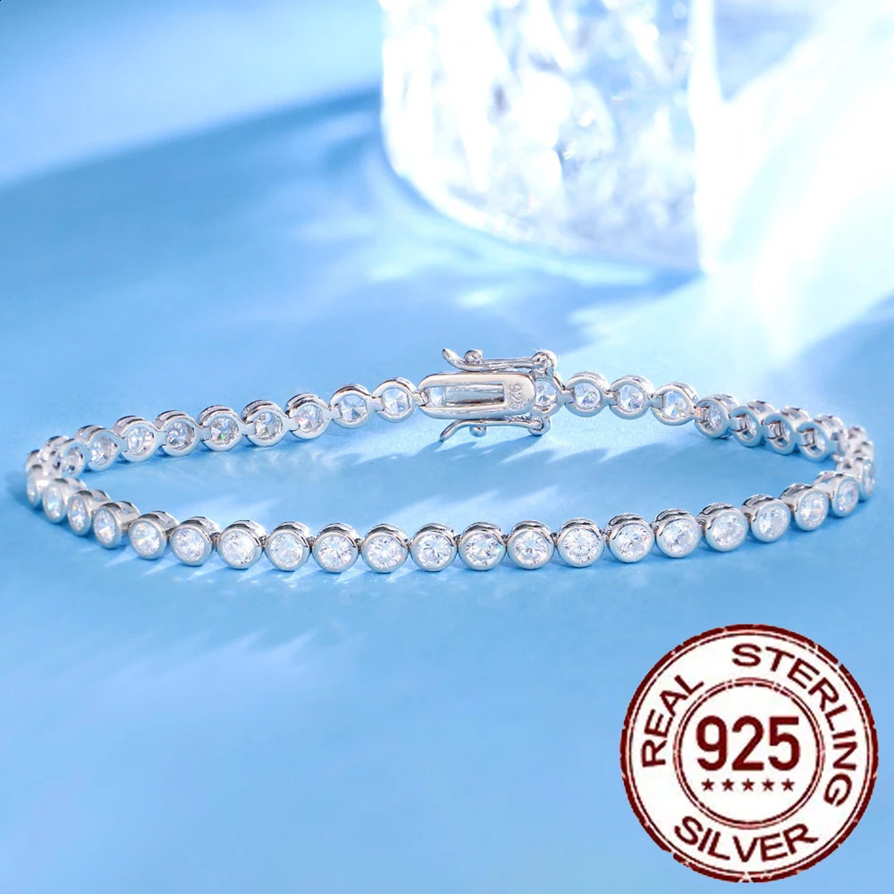 CWWZircon 925 sterling silver womens tennis bracelet 3mm transparent white cubic zirconia y wedding jewelry accessory SB003 240912