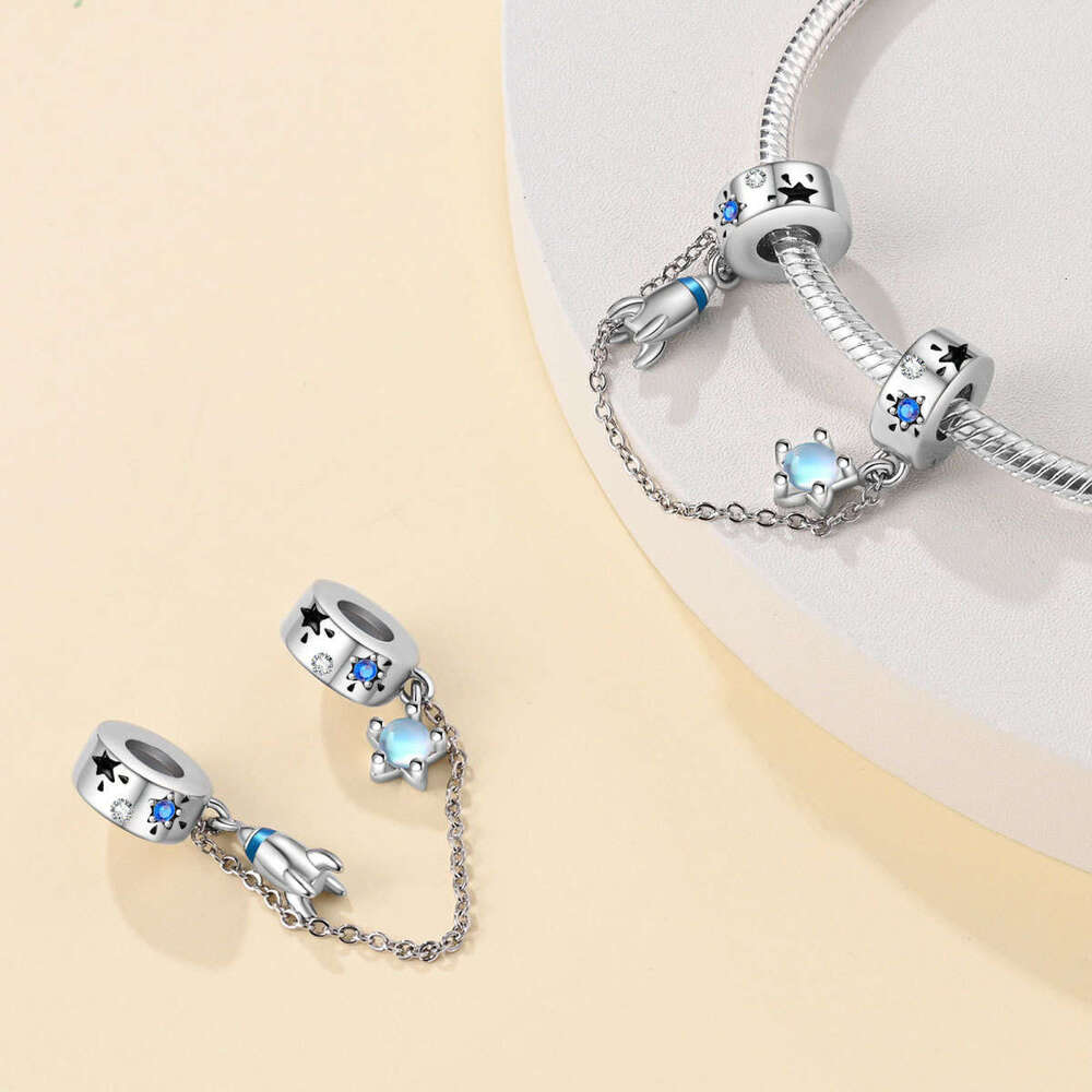 New 925 Sterling Silver Charm Air Travel - Blue Galaxy Beads Fit Charms Silver 925 Original Bracelet DIY Jewelry Making For women Gifts
