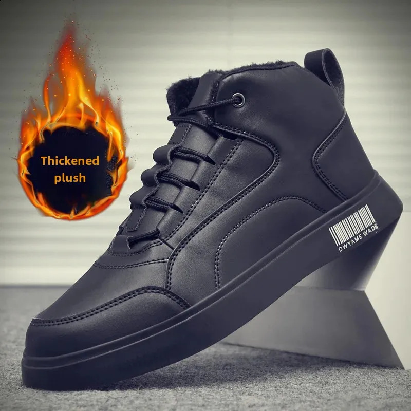Waterproof wool lined mens warm casual shoes winter kitchen work shoes top chef boots motorcycle equipment parts 240914