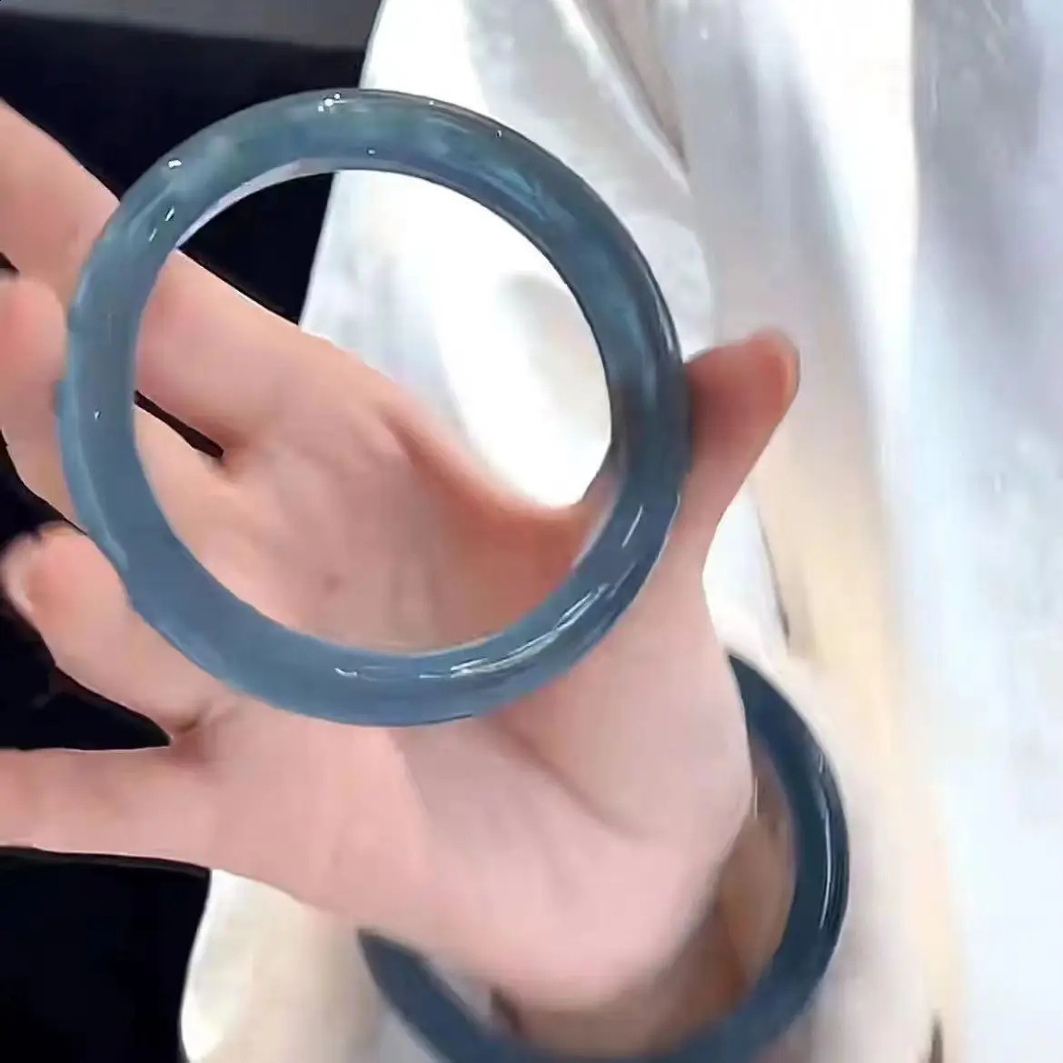 Devil Ice Blue Sea Blue Jade Glass Bangle for Women High Beauty Bracelet Elegant Jewelry Gift 240914