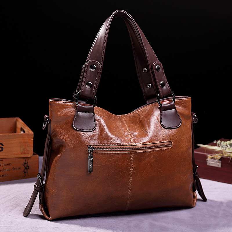 2024 New Fashion Casual Tote Women Handbags Soft Leather Shoulder Bags Vintage Big Capacity Crossbody Hand Bag For Ladies