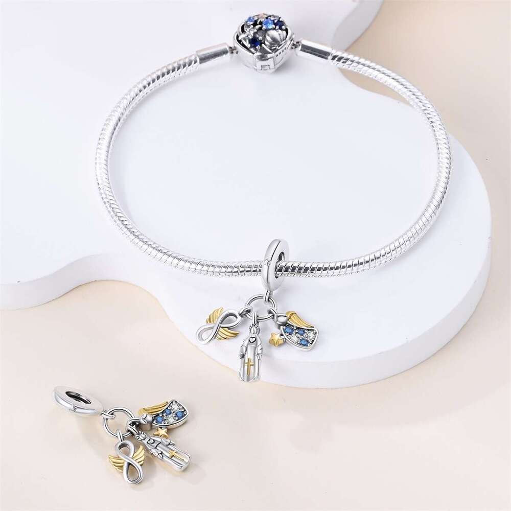 New 925 Sterling Silver Charm Religious Belief Series Angel pendant Fit Charms Silver 925 Original Bracelet DIY Jewelry Making For women Gifts