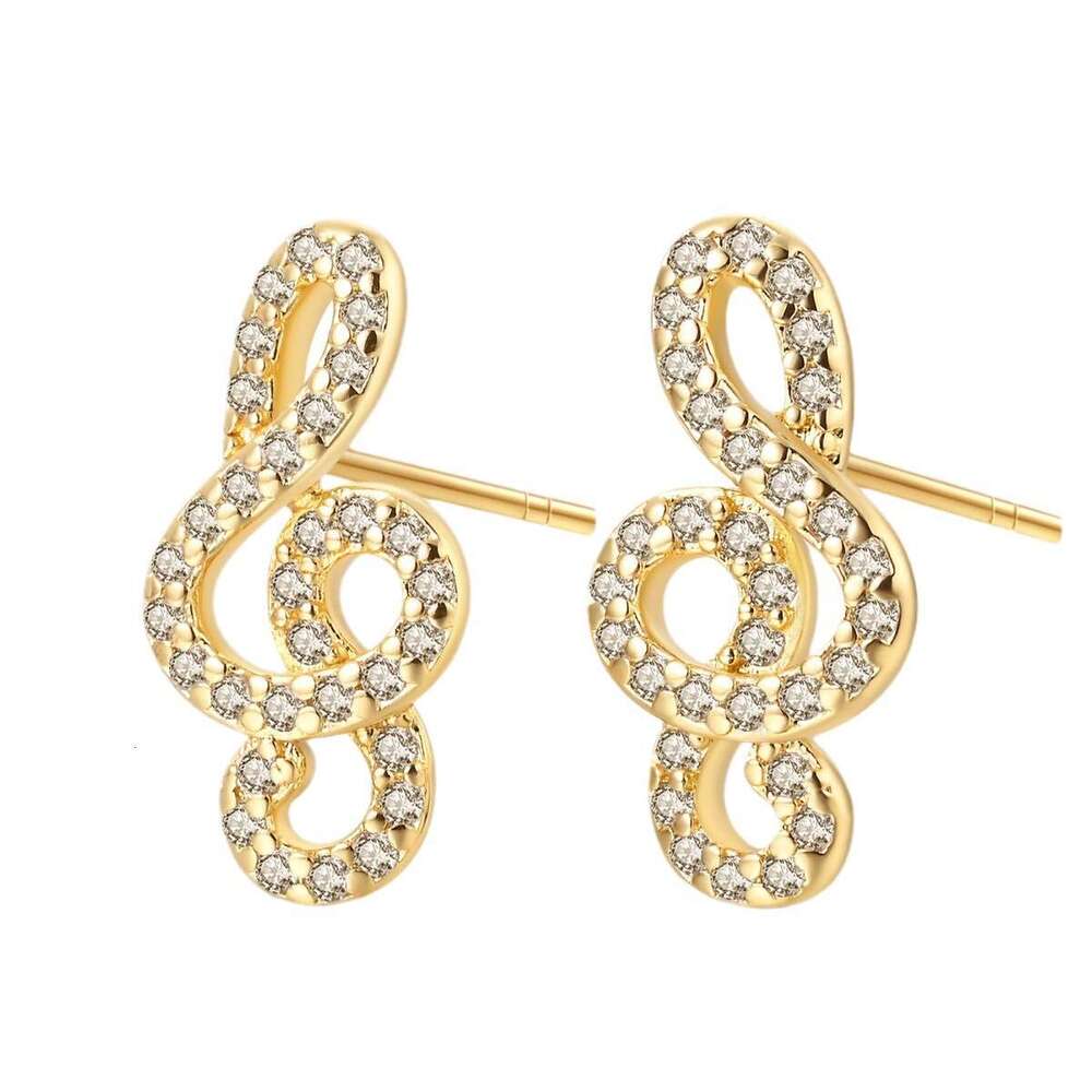 Earphone notes earring with gold plated 925 Sterling silver rings for women Gifts Wholesale