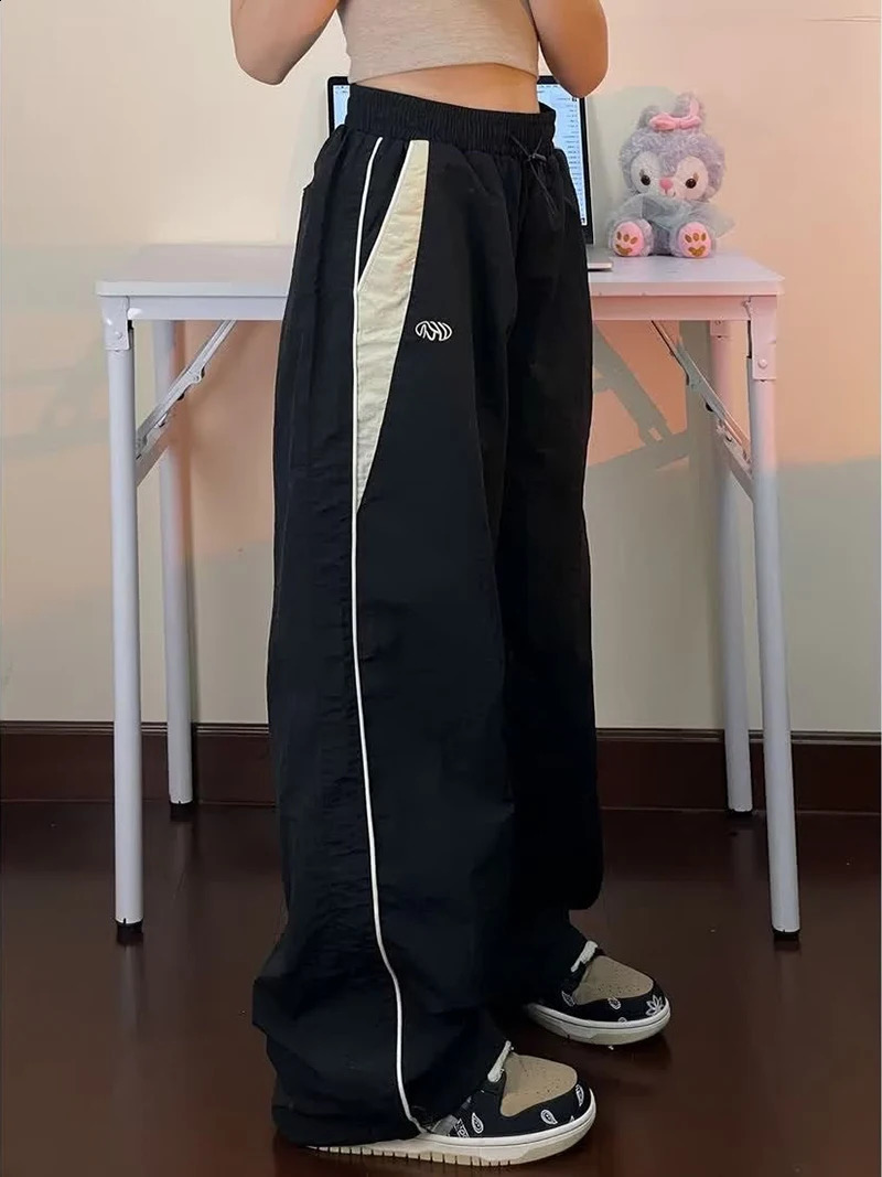 Y2k Wide Leg Cargo Pant Casual Loose Drawstring Trousers Streetwear Hip Hop Sweatpants 2024 Female Vintage Baggy Joggers 240912