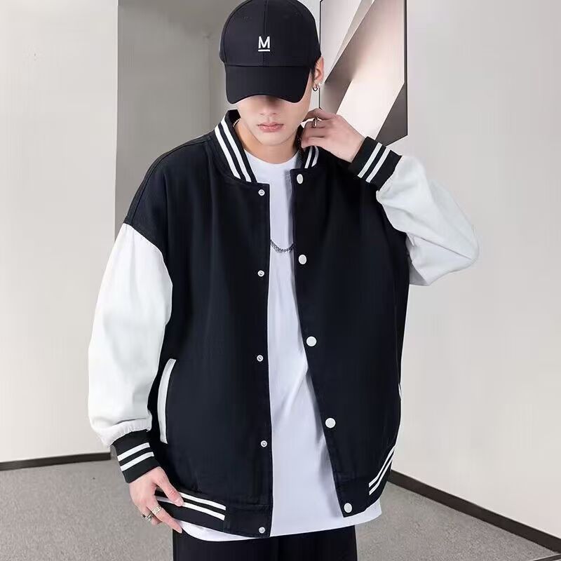 American retro baseball uniform jacket for men and women in spring and autumn 2024 new students loose Joker casual jacket top.