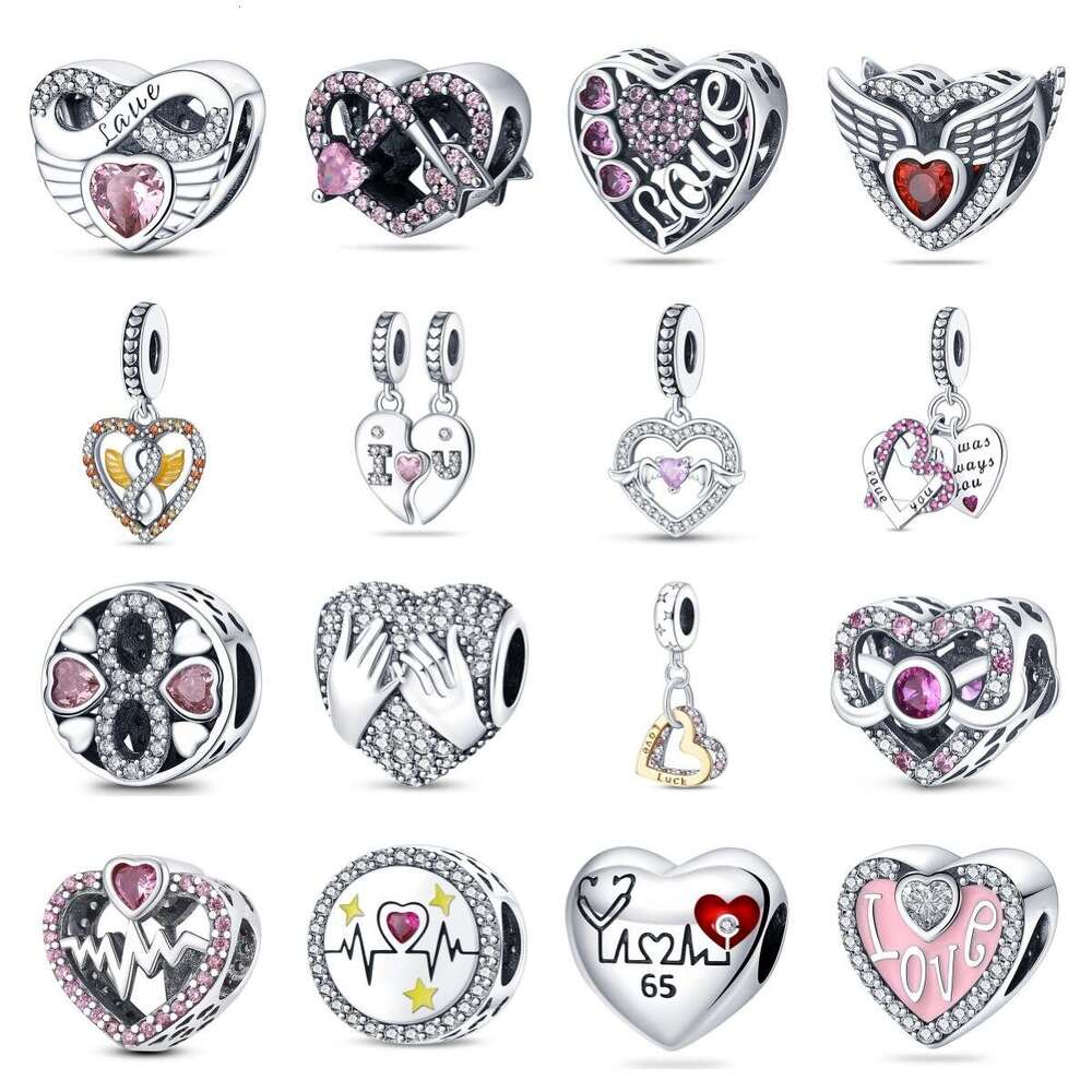 New 925 Sterling Silver Charm Love Heart shaped wing pendant Fit Charms Silver 925 Original Bracelet DIY Jewelry Making For women Gifts