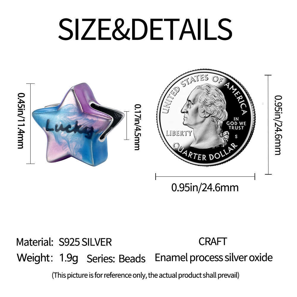 New 925 Sterling Silver Charm Starry Sky Colorful Lucky Star Beads Fit Charms Silver 925 Original Bracelet DIY Jewelry Making For women Gifts