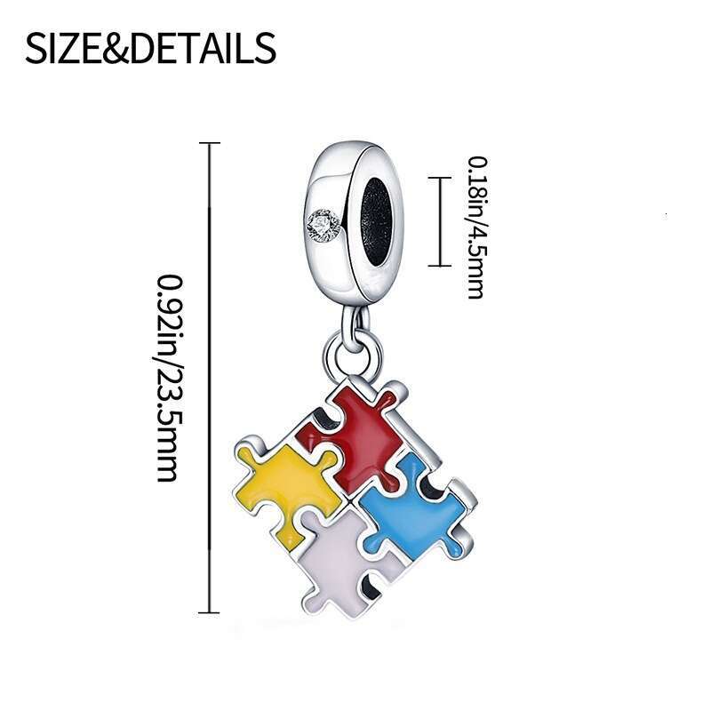 New 925 Sterling Silver Charm Puzzle Color Series pendant Fit Charms Silver 925 Original Bracelet DIY Jewelry Making For women Gifts