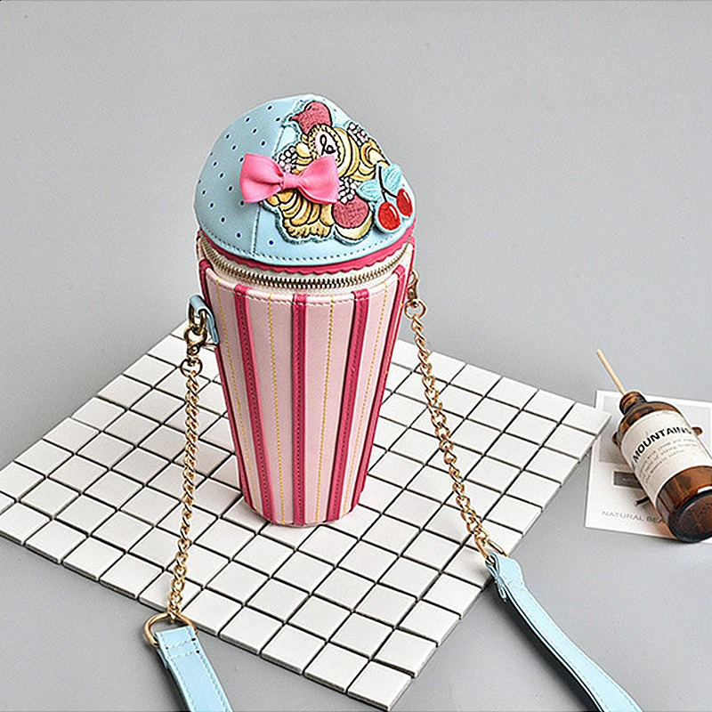 Creative ice cream shoulder bag for women colorful metal chain cross body bag cute for women mobile phone bag 240912