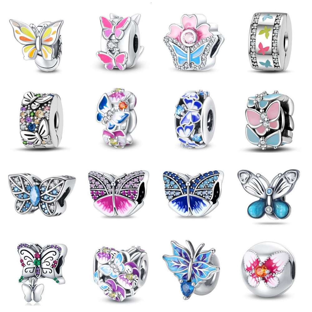 New 925 Sterling Silver Charm Cute pet butterfly flower heart shape beads Fit Charms Silver 925 Original Bracelet DIY Jewelry Making For women Gifts