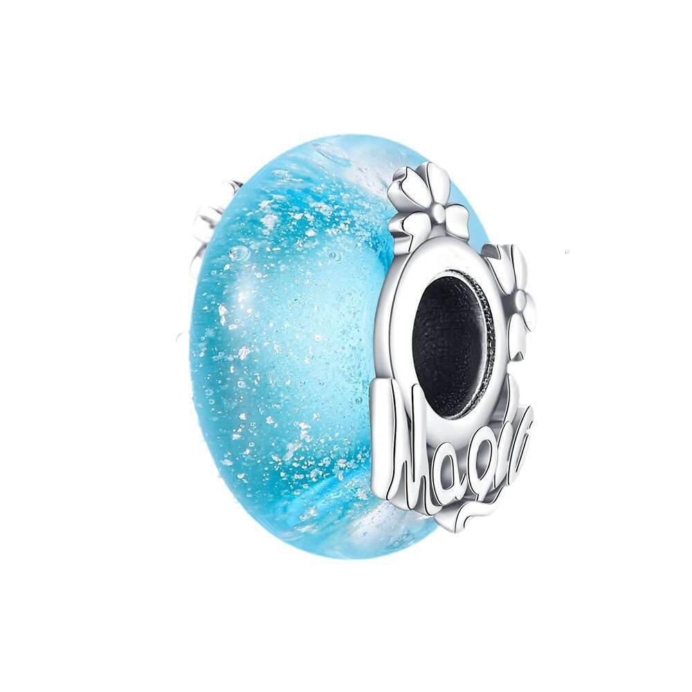 Spring New 925 Sterling Silver Charm pink blue Luminous glass beads Fit Charms Silver 925 Original Bracelet DIY Jewelry Making For women Gifts