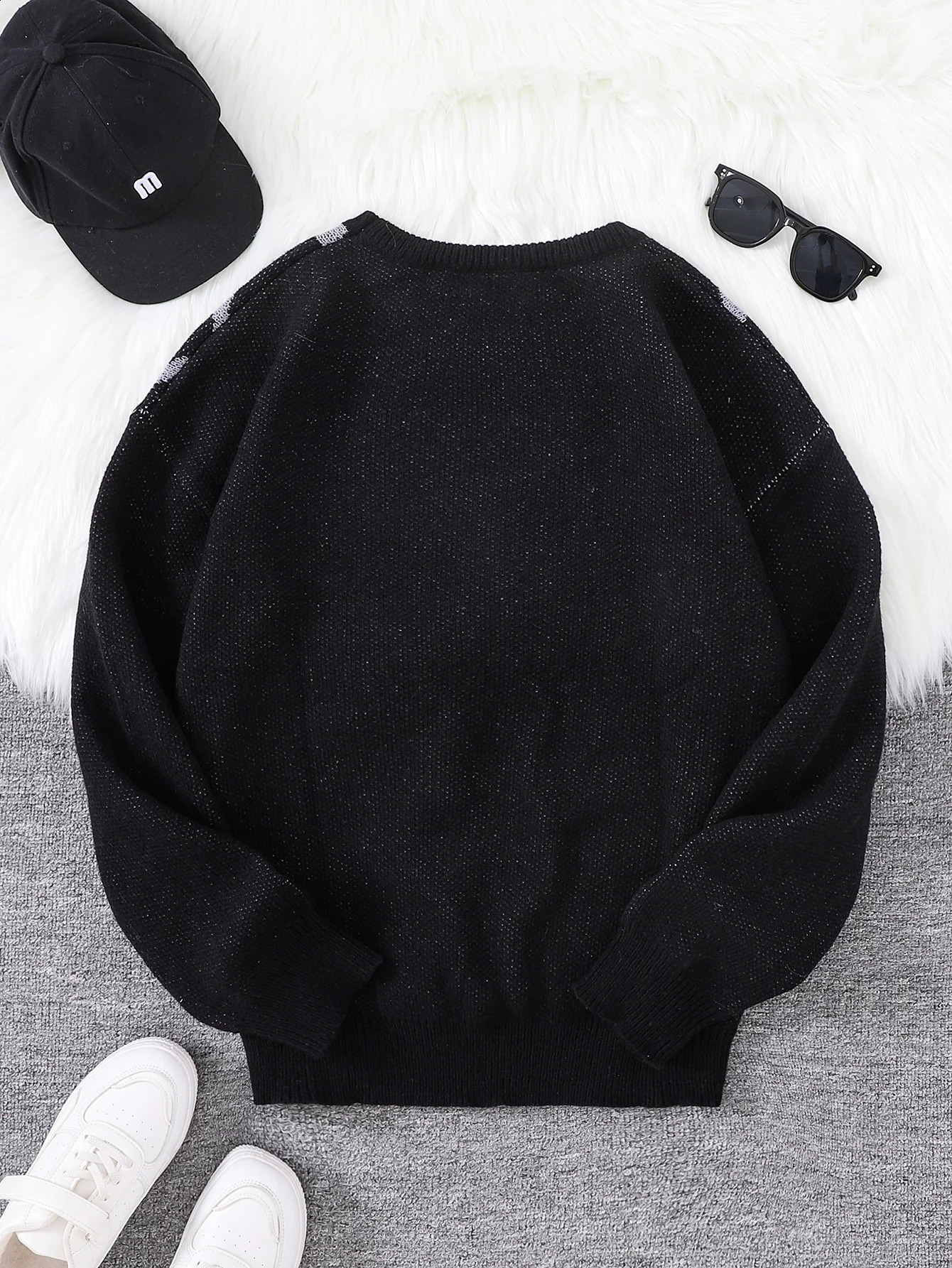 Autumn and Winter Spider Web Jacquard Pattern Pullover Sweater Casual Round Neck Knitted Mens 240911Z