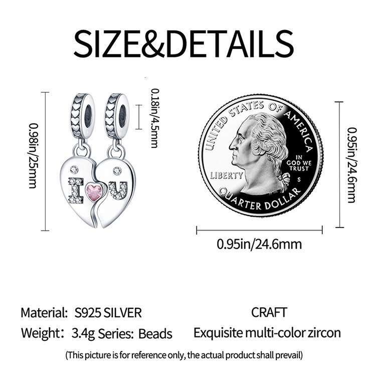 New 925 Sterling Silver Charm Heart shaped love pendant Fit Charms Silver 925 Original Bracelet DIY Jewelry Making For women Gifts
