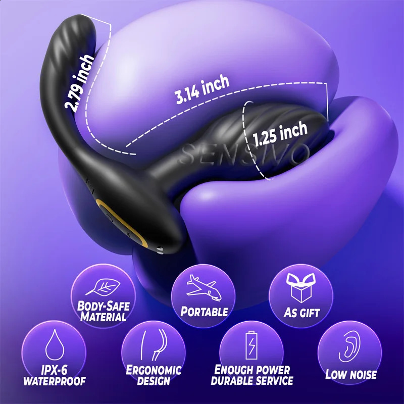 SENSIVO 360 Rotating Anal Plug Wireless Vibrator Hip Twisting Masturbator Male Prostate Massager Adult Couple Sex Toy 240914