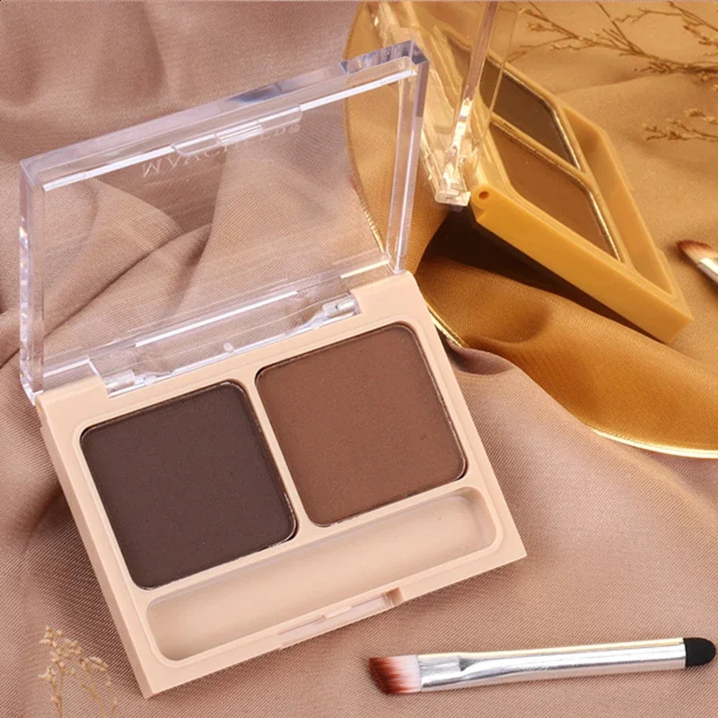 2Color Eyebrow Powder Palette Makeup Black Brown EyeBrow Enhancer Professional Waterproof Cosmetic Eye Shadow Palette with Brush 240914