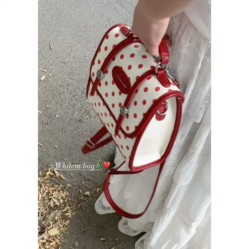 Autumn Fashion Contrast Color Dot Travel Knapsack Korean Preparatory Cute School Backpack Y2k Mochilas Para Mujer 240912