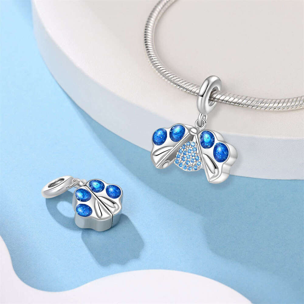 New 925 Sterling Silver Charm Blue Love Cat Claw Clover Pendant Fit Charms Silver 925 Original Bracelet DIY Jewelry Making For women Gifts