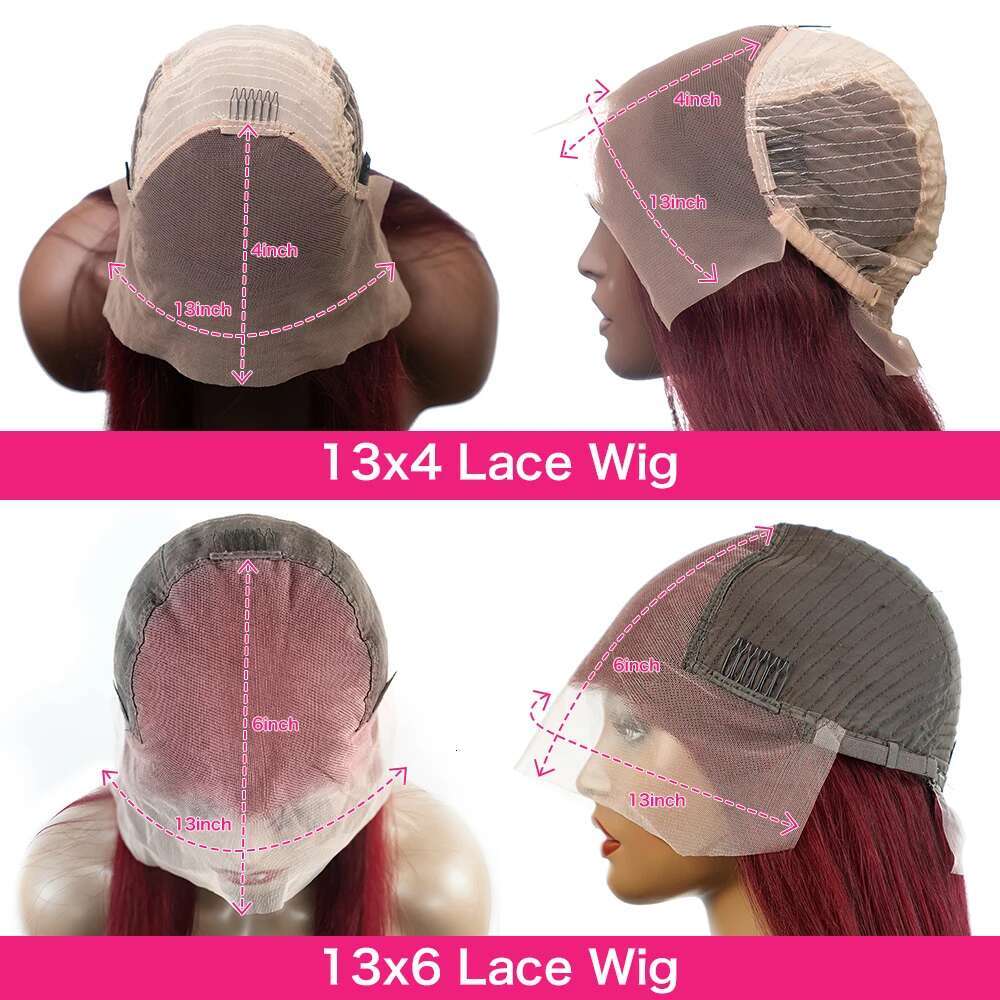 13X6 99J Front Human Hair Wigs Colored Deep Wave Bury 13X4 Transparent Lace Frontal Glueless Red Wig For Women