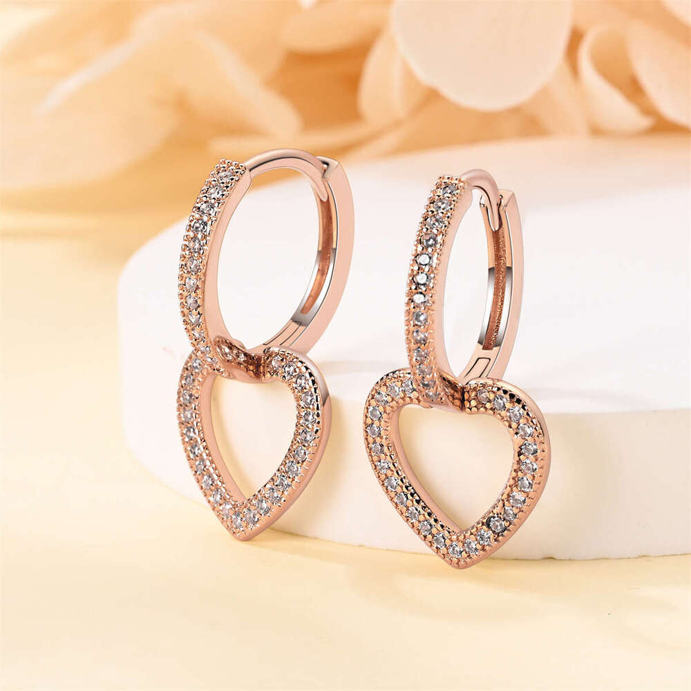 Heart shaped pendant hoop earrings for women 925 sterling silver stud earring wholesale