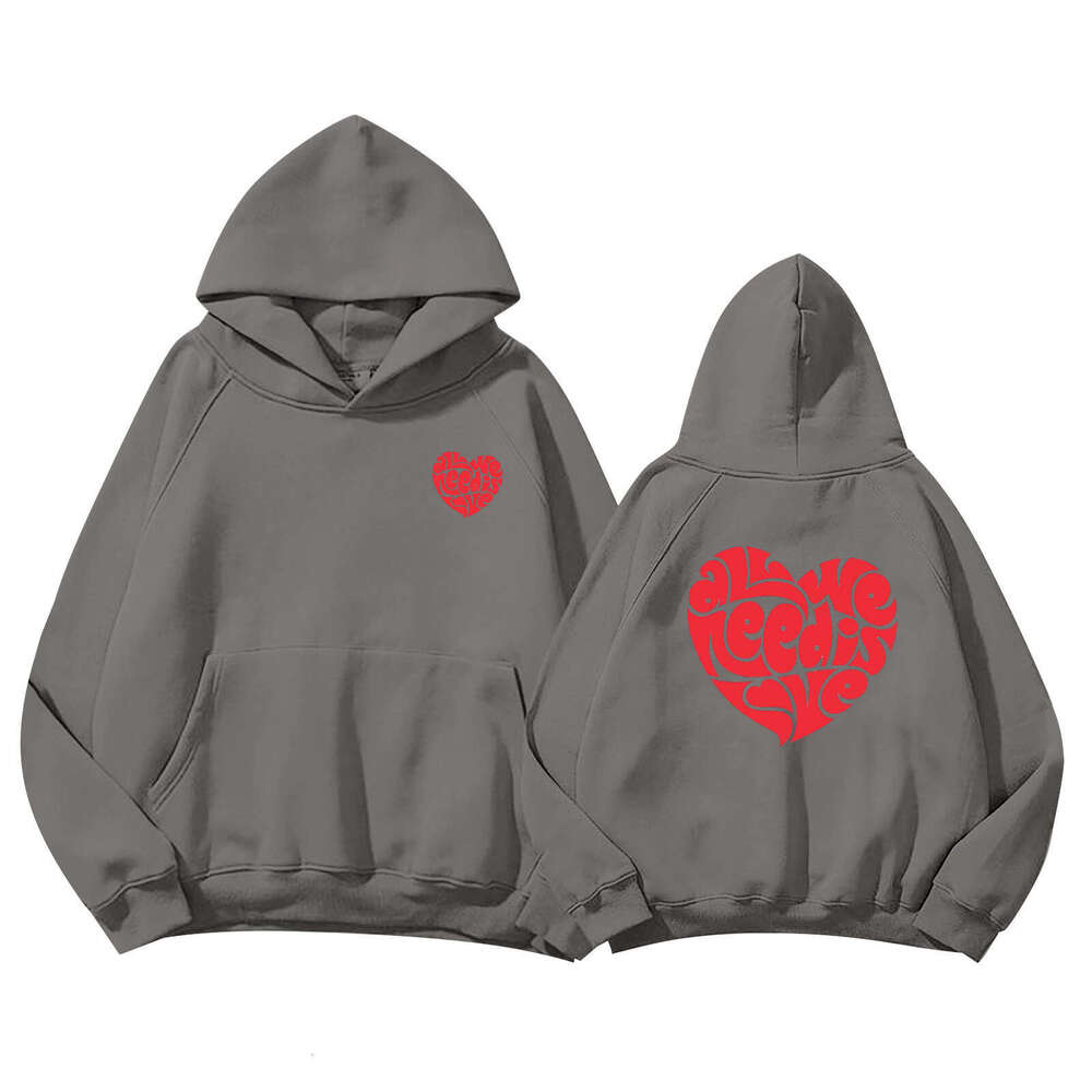 Cross Border American Fashion Brand Fleece Hoodie Hoodie With Raglan Sleeves For Men And Women, Fashionable Peach Heart Versatile Jacket