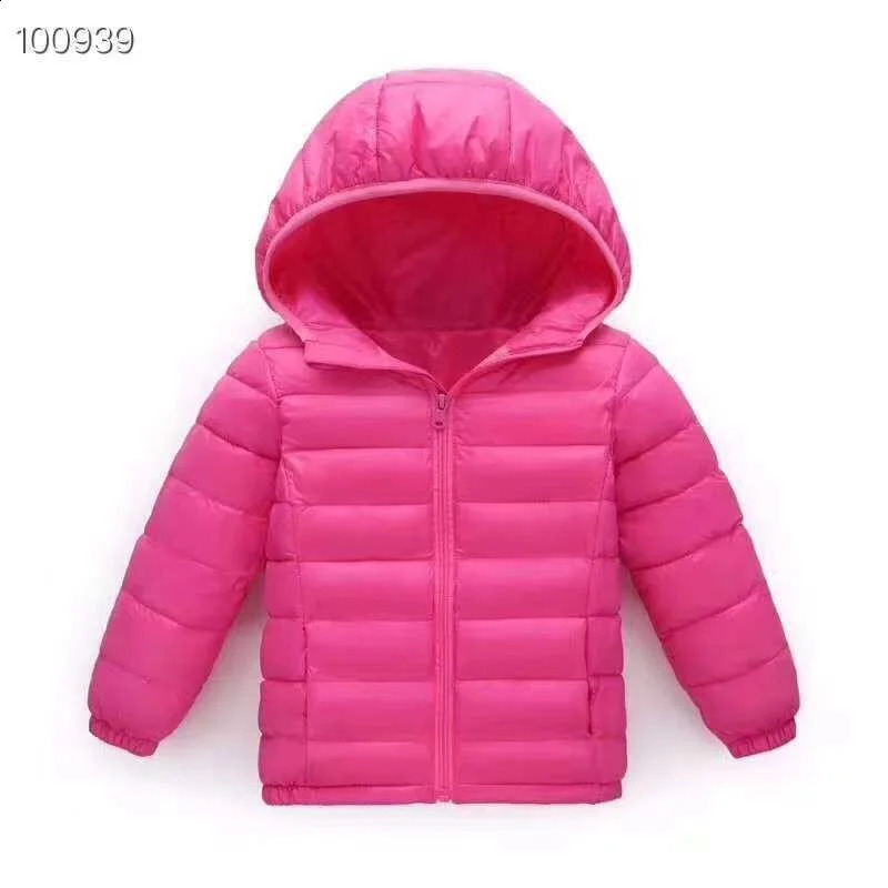 Autumn and winter childrens down jackets thin warm jackets for boys and girls childrens clothing with hooded zippered jackets for ages 4-12 240903