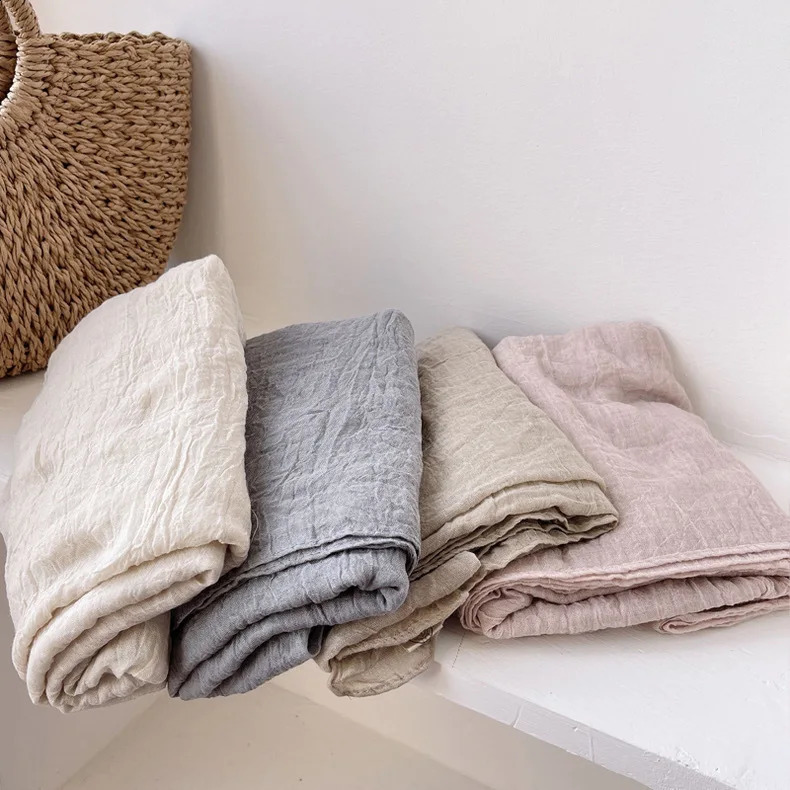 Plain Cotton and Linen Tie Dyed Scarf for Womens Thin Spring and Autumn Solid Color Retro Cotton Soft Shawl Versatile 240909