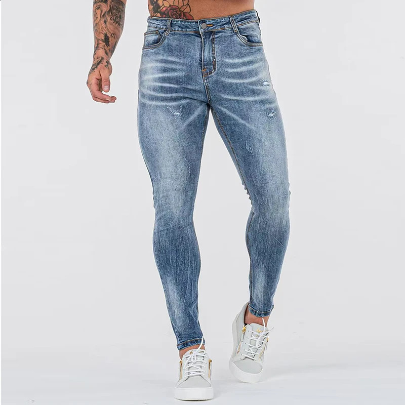 Mens straight pants custom tear tight denim fashion Jens for man pantalones de hombre jeans streetwear mens 240914
