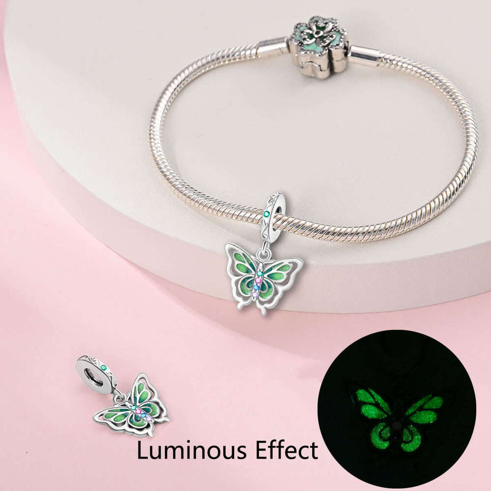 New 925 Sterling Silver Charm Luminous Butterfly Firefly Deer Pendant Fit Charms Silver 925 Bracelet DIY Jewelry Making For women Gifts