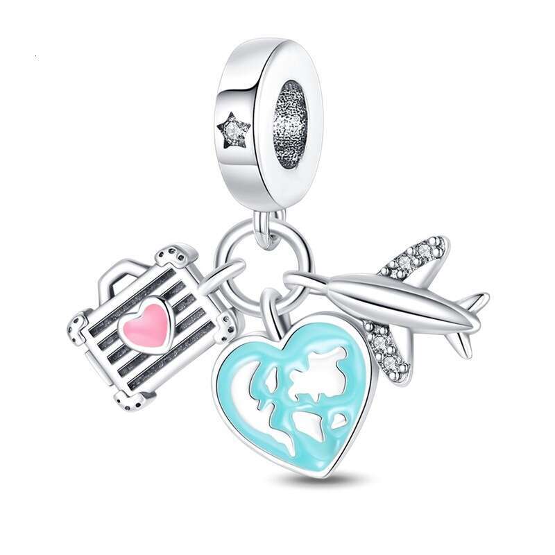New 925 Sterling Silver Charm Luminous Colorful Butterfly Airplane Earth Octopus Crab Pendant Fit Charms Silver 925 Original Bracelet DIY Jewelry Maki