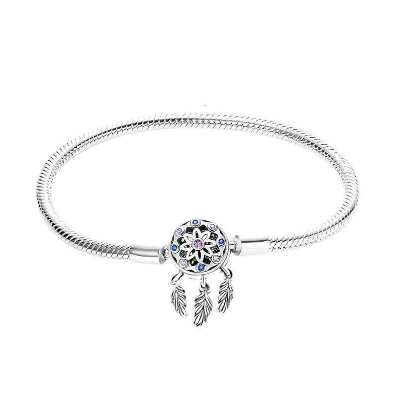 925 Sterling silver bracelet with Sealed safety chain bucket buckle Snake chain bracelet for women DIY gifts wholesale