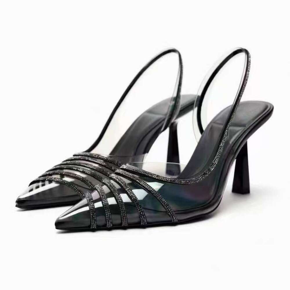 Summer Women's Sandals Apricot Shiny Rhie Shoes Fashion Transparent Sexy Sgback High Heels Woman free shipping shoes