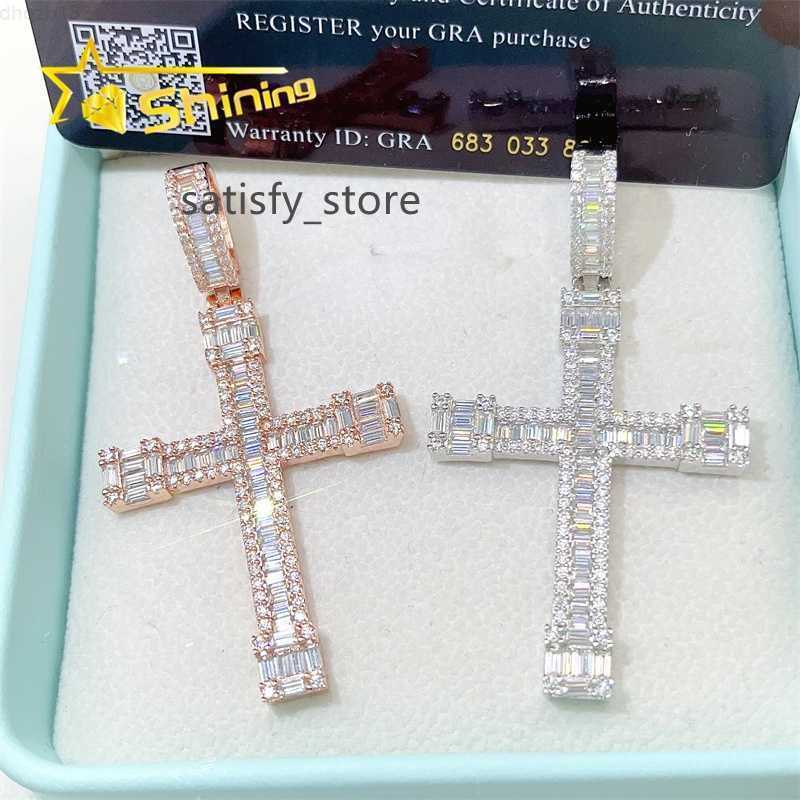 Fashion Jewelry Pendants Charms 925 Sterling Silver Cross Diamond Vvs Moissanite Pendant